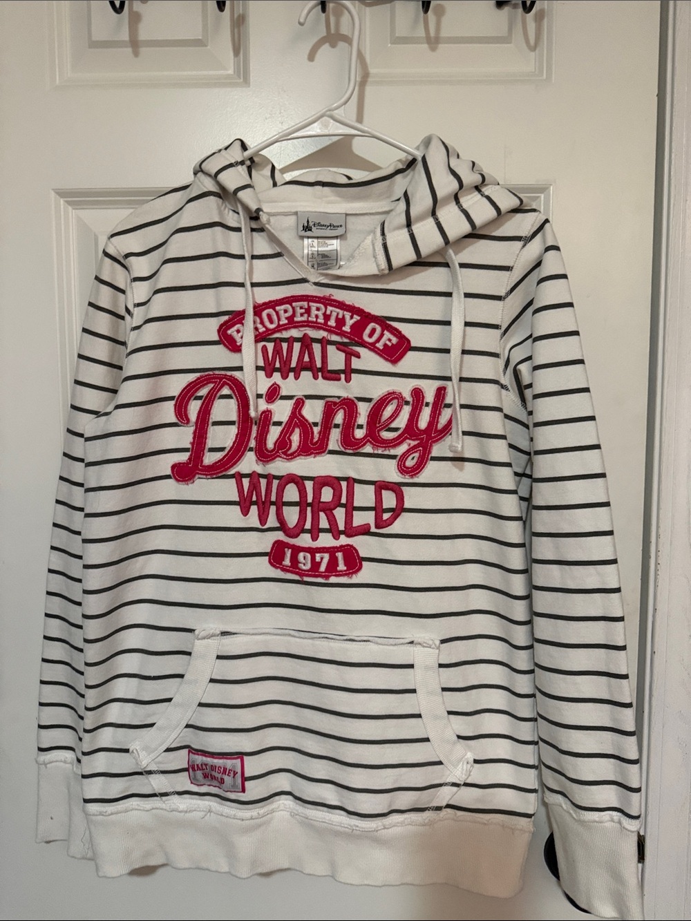 Disney Parks Walt Disney World 1971 Striped Hoodie Sweatshirt Size L